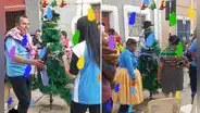 Familia usó arbolito de Navidad para festejar yunzada y dicen: "Al menos no talaron un árbol"