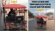 Peruano acondiciona un ventilador a su mototaxi ante intenso calor: “El pasajero viaja feliz”
