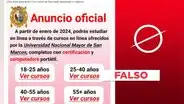 UNMSM no ofrece cursos en línea con certificación a través de páginas de Facebook