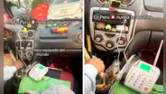 Taxista peruano instala un teléfono fijo inalámbrico en su auto y afirma: “Es para clientes VIP”