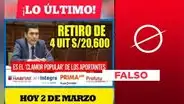Gobierno peruano no ha aprobado retiro de 4 UIT de las AFP a inicios de marzo de 2024