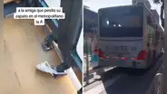 Captan un zapato atorado en puerta de Metropolitano en Los Olivos y usuarios bromean: “De 'Conicienta'”
