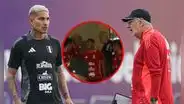 Guerrero y Fossati bromean en banderazo: el DT le quiso dar un bolso de la 'U' y el '9' se escapó