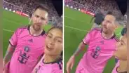 Messi y el inusual pedido a una fan que invadió la cancha para evitar que la seguridad la atrape
