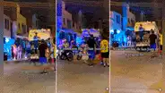 SJL: trabajadores de limpieza pasan por fiesta con orquesta y se ponen a bailar con pegajosa salsa