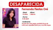 Callao: menor de 13 años lleva 4 días desaparecida y padre sospecha que habría huido con amigo