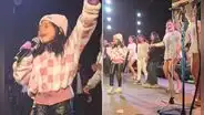 Niña sorprendió a cantantes de Corazón Serrano en Arequipa: “Una mini Lesly Águila”