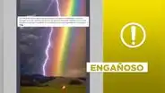 Esta foto no muestra el encuentro entre un relámpago y un arcoíris en California