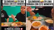 Colombiano quedó encantado tras probar por primera vez ceviche: “Qué delicia, es un hit”