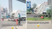 Peruano viaja colgado en camión recolector de SJL para llegar a casa y le dicen: “Ahorro es progreso”