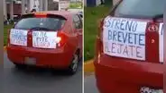 Peruano obtuvo BREVETE y colocó carteles en su primer día al volante: “No me pite, lloro”