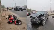 Huachipa: muere motociclista y su acompañante queda grave tras fuerte choque con camioneta