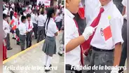 Escolar en Perú sorprende con insólita bandera y le dicen: “El orden de los factores no altera el producto”