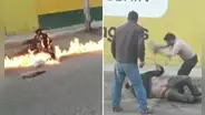 Trujillo: vecinos le prenden fuego a delincuente y lo golpean con piedras tras detenerlo