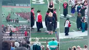 Estudiante peruano se gradúa en colegio de EE. UU. y camina hacia el estrado con la bandera de Perú