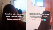 Estudiantes llegan tarde a clase y escriben curioso mensaje a la profesora para que los deje ingresar