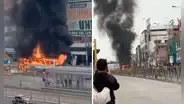 Bus de transporte público se incendió frente a la estación UNI del Metropolitano