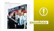 Foto no muestra a Lionel Messi firmando autógrafo para el presidente de la Conmebol en la final de la Copa América