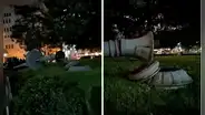 Hombre se encuentra en UCI tras caerle poste de luz de la plaza San Martin en Cercado de Lima