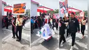 Escolares realizan desfile por Fiestas Patrias y sorprenden al disfrazarse de expresidentes de Perú