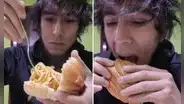 Peruano asombra al desayunar pan con tallarines y usuarios quedan atónitos: “¿Harina más harina?”