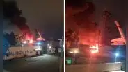Lurín: incendio de gran magnitud consume grúa en garaje ubicado en el km 40 de la antigua Panamericana Sur