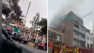 Fuerte incendio en San Martín de Porres moviliza cinco unidades de bomberos al jirón Ica para controlar el fuego