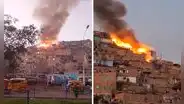SJL: fuerte incendio en el paradero 9 de Huáscar consume 12 viviendas y deja 2 personas afectadas