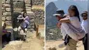 Machu Picchu: guía cusqueño cargó a niña con discapacidad física y acción es aplaudida en redes