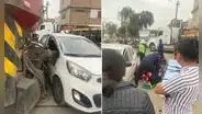 Taxista intenta adelantar a tren en Callao y es embestido: pasajera de auto resultó herida