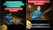 Alcalde de Ate riega parques en camión cisterna y moja autos mal estacionados de vecinos: "Está prohibido pararse acá"