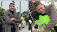 Paco Bazán se une al trend y le regala flores amarillas a mujer policía: esta fue su emotiva reacción