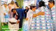Padrinos puneños regalan mantas repletas de dinero en boda: “Casi S/10.000 cada una”