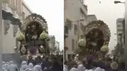 Preciso momento en el que Imagen del Señor de los Milagros casi se cae durante la segunda procesión
