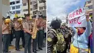 APEC: Orquesta de la PNP toca huaynos para que no se escuchen los reclamos durante las protestas en San Borja