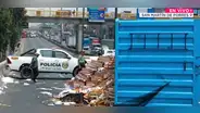 Caos vehicular en SMP: volcadura de camión con mangos bloquea un carril en la Panamericana