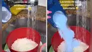 Joven sorprende al lavar el arroz con detergente y usuarios quedan atónitos: “Te falto el suavizante”