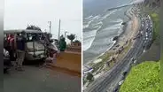 Caos en la Costa Verde: reportan caída de 2 postes tras choque de combi en Miraflores y generan congestión vehicular