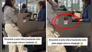 Captan a joven levantando su equipaje con el pie para evitar pago extra en aerolínea