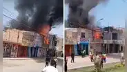 Fuerte incendio consume una vivienda en Lurín y moviliza a 6 unidades de bomberos a la Antigua Panamericana Sur