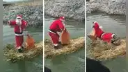 ‘Papá Noel’ cruzó el lago Titicaca, pero sucede lo peor: “Sintió el verdadero Polo Norte”