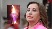 Así fue quemado el muñeco de 7 metros de Dina Boluarte en Año Nuevo: tenía su reloj Rolex