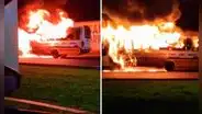 Incendio en El Agustino: Bus de la empresa VARGAS S.A.C arde en llamas cerca al tren eléctrico