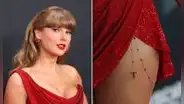 Taylor Swift rinde homenaje a su novio Travis Kelce con detalle atrevido en su atuendo durante los Premios Grammy 2025