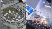 Cámaras captan el momento exacto en que colapsa el techo del Real Plaza de Trujillo