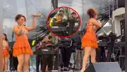 Ana Lucía Urbina se divierte con inesperada broma a Edwin Guerrero en concierto de Corazón Serrano