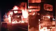Impactantes imágenes: más de 40 pasajeros salvan de morir durante incendio de bus en antigua Panamericana Norte