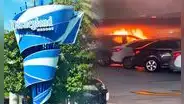 Estacionamiento de Disneyland arde en llamas: fuego se propagó luego que vehículo se incendie involuntariamente
