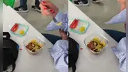 Peruana es sorprendida comiendo salchipapa con papa al hilo y se vuelve viral: "Es salchipapita"