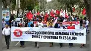 CGTP marchó por la reestructuración de EsSalud y el aumento de pensiones en la ONP